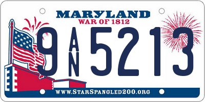 MD license plate 9AN5213