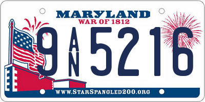MD license plate 9AN5216