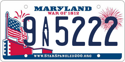 MD license plate 9AN5222