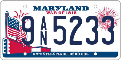 MD license plate 9AN5233