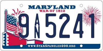 MD license plate 9AN5241