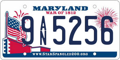 MD license plate 9AN5256