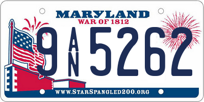 MD license plate 9AN5262