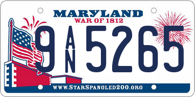 MD license plate 9AN5265