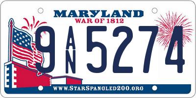MD license plate 9AN5274