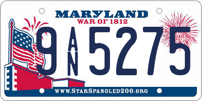 MD license plate 9AN5275