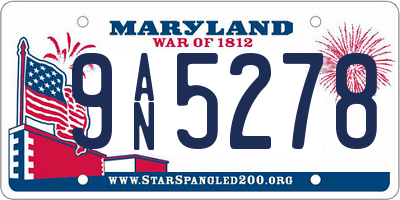 MD license plate 9AN5278