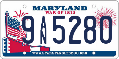 MD license plate 9AN5280