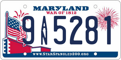 MD license plate 9AN5281