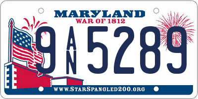 MD license plate 9AN5289
