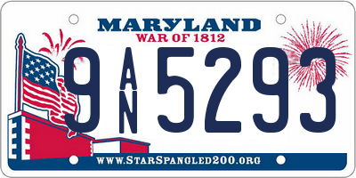 MD license plate 9AN5293