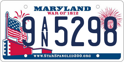 MD license plate 9AN5298