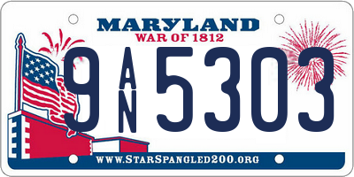 MD license plate 9AN5303