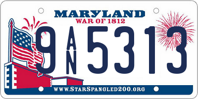 MD license plate 9AN5313