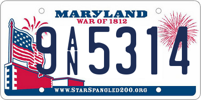 MD license plate 9AN5314