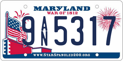 MD license plate 9AN5317