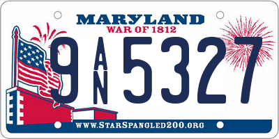 MD license plate 9AN5327