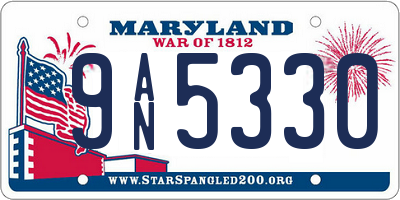 MD license plate 9AN5330