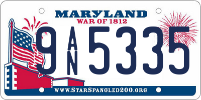 MD license plate 9AN5335