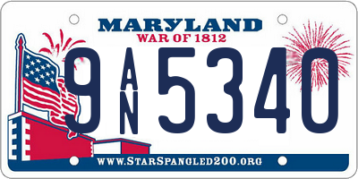 MD license plate 9AN5340