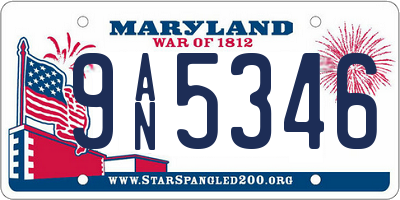 MD license plate 9AN5346