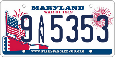 MD license plate 9AN5353
