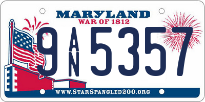MD license plate 9AN5357