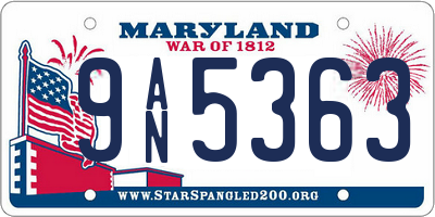 MD license plate 9AN5363