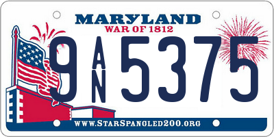 MD license plate 9AN5375