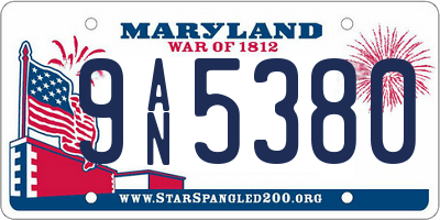 MD license plate 9AN5380