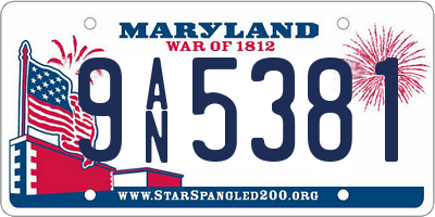 MD license plate 9AN5381