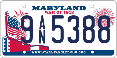MD license plate 9AN5388