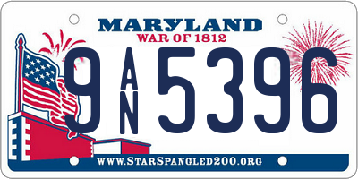 MD license plate 9AN5396