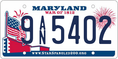 MD license plate 9AN5402