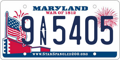 MD license plate 9AN5405