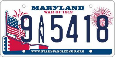 MD license plate 9AN5418
