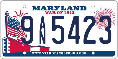 MD license plate 9AN5423