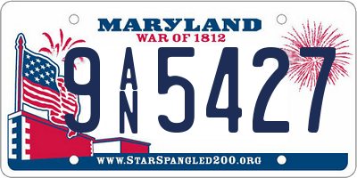 MD license plate 9AN5427