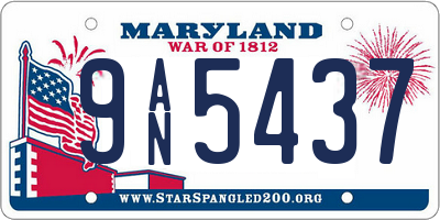 MD license plate 9AN5437