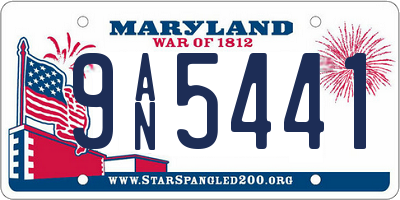 MD license plate 9AN5441