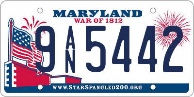 MD license plate 9AN5442