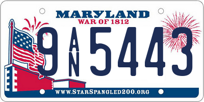MD license plate 9AN5443