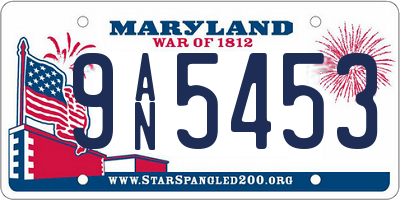 MD license plate 9AN5453
