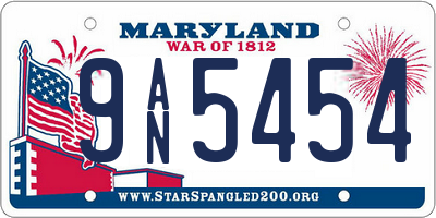 MD license plate 9AN5454