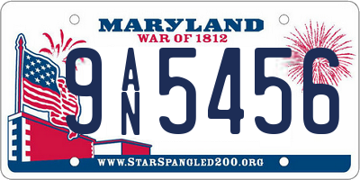 MD license plate 9AN5456