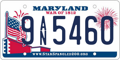 MD license plate 9AN5460