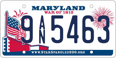 MD license plate 9AN5463