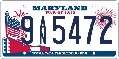 MD license plate 9AN5472