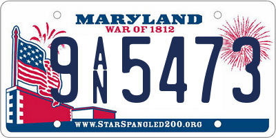 MD license plate 9AN5473