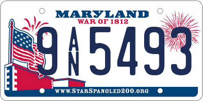 MD license plate 9AN5493